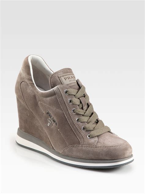 prada suede high top wedge sneaker|designer prada sneakers.